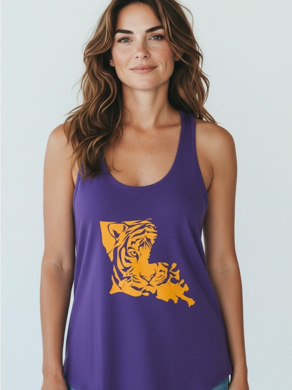 LSU Tiger Next Level Apparel Purple Racerback Tank